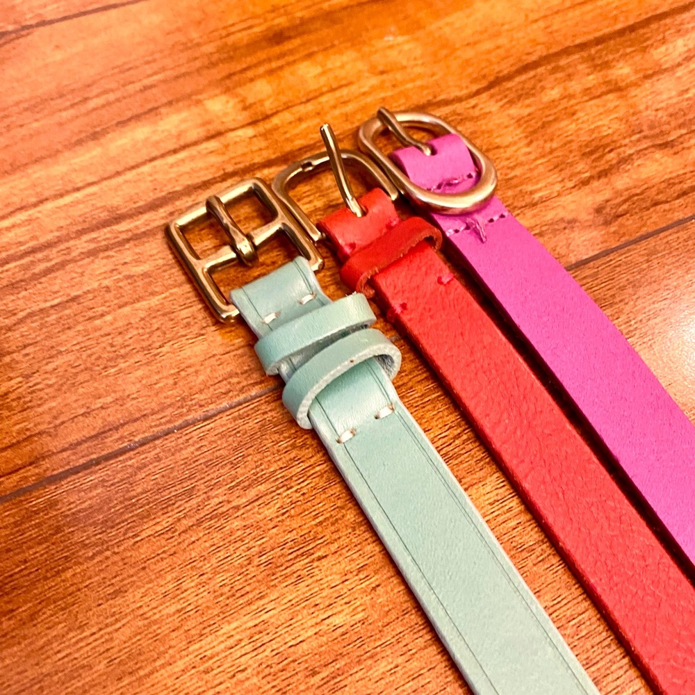 BUNDLE J. Crew Genuine Leather Belts with Bonus Belt Hanger